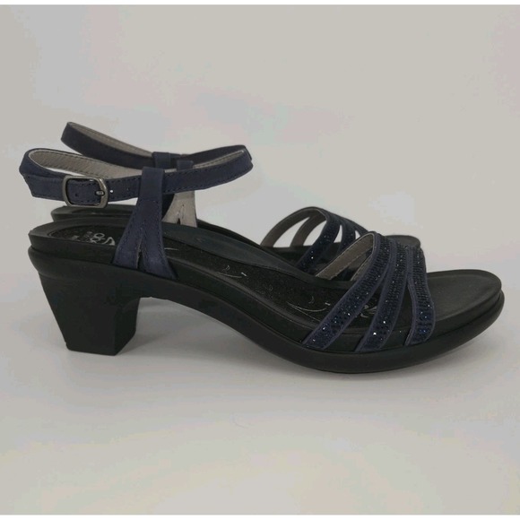 ABEO Grace Metatarsal Mid Heel Sandals Blue Rhinestone Slingback Womens 7.5 Med - Picture 6 of 9